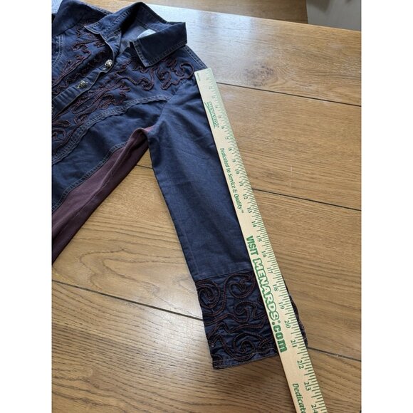 Parsley & Sage Women Jean Style ‎ Button Up Embroidered Long Sleeve Shirt Size S - Picture 11 of 13